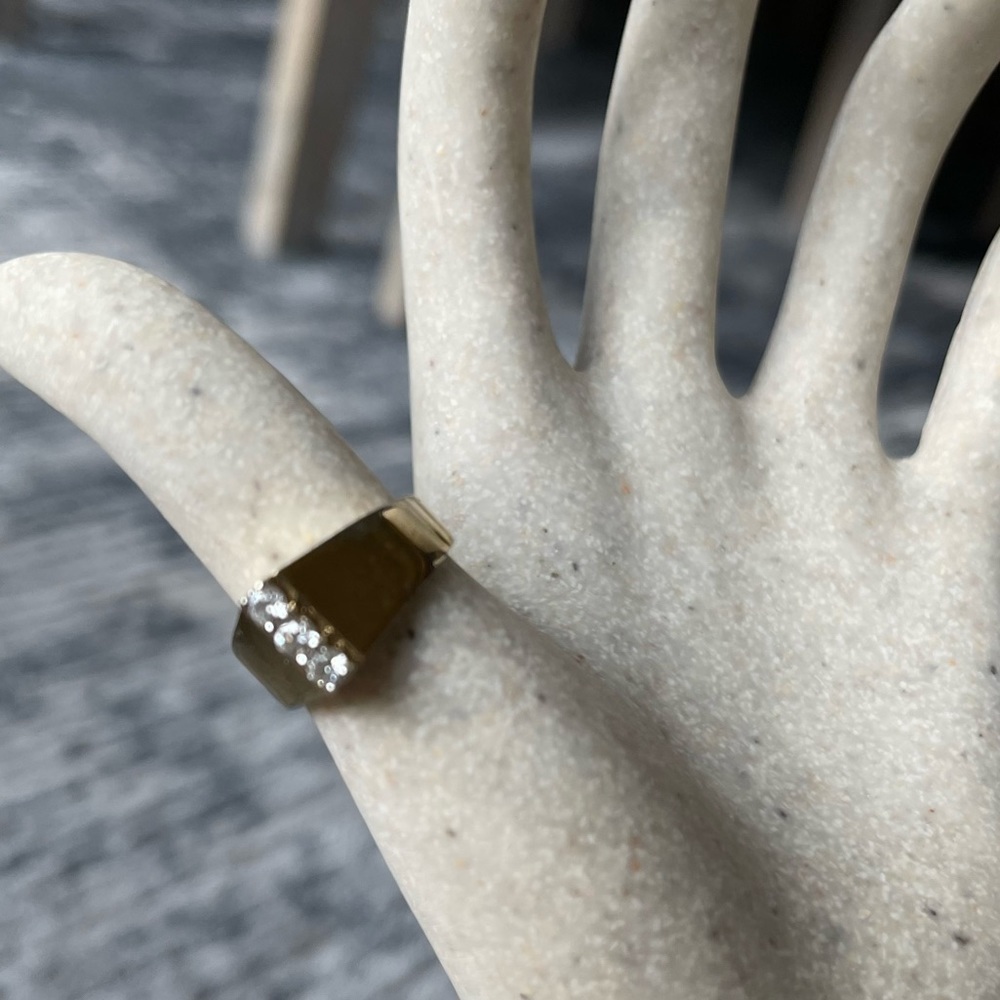 Sterling Silver‎ With Gold Plate with 3 Cubic Zirconia Ring Setting Size: 7 - Picture 9 of 12